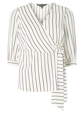 Dorothy Perkins Ivory Striped Wrap Top
