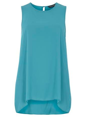 Dorothy Perkins *tall Aqua Dip Hem Cami Top