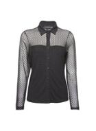 Dorothy Perkins Black Flocked Spot Mesh Shirt