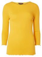 Dorothy Perkins Mustard 3/4 Sleeve Lettuce Edge T-shirt