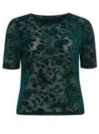 Dorothy Perkins Green Flocked Mesh Tee