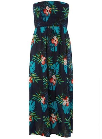 Dorothy Perkins *dp Beach Navy Floral Print Shirred Midi Dress