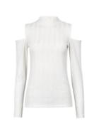 Dorothy Perkins White Cut Out Rib High Neck Long Sleeve Top