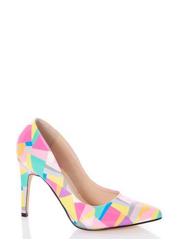 Dorothy Perkins *quiz Multi Coloured Geometric Print Court Shoes