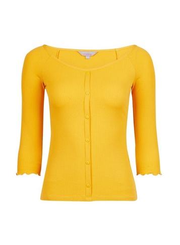 Dorothy Perkins Petite Yellow Button Through Jersey Top