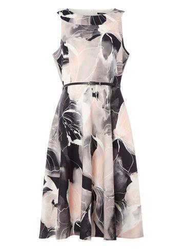 Dorothy Perkins *roman Originals Black Scuba Midi Fit And Flare Dress