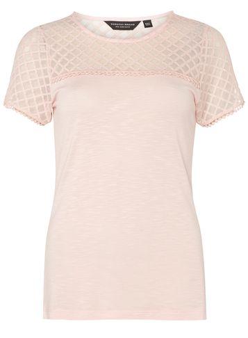 Dorothy Perkins Pink Lace Yoke T-shirt