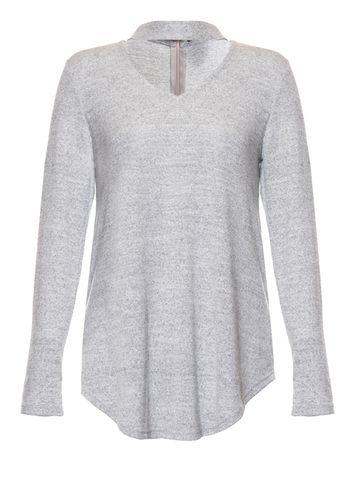 Dorothy Perkins *quiz Grey Choker Detail Knitted Top