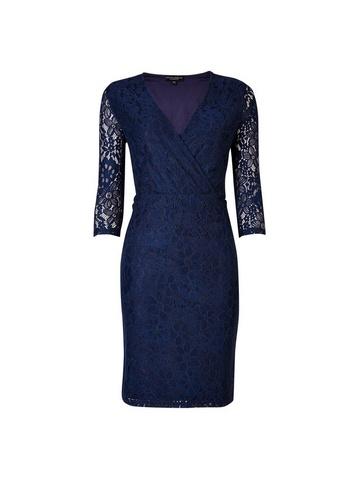 Dorothy Perkins *navy Wrap Lace Bodycon Dress