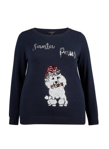 Dorothy Perkins *dp Curve Navy Santa Paws Jumper