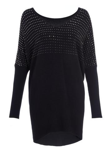 Dorothy Perkins *quiz Black Diamante V-neck Jumper