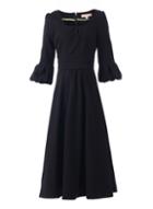 *jolie Moi Black Bell Sleeve Skater Midi Dress