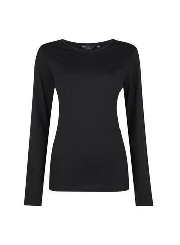 Dorothy Perkins Black Long Sleeve Crew Neck Cotton Top