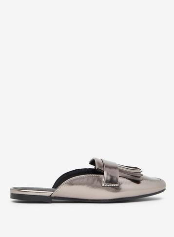 Dorothy Perkins Grey Pewter Lennox Fringe Loafers