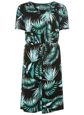 Dorothy Perkins *tall Black Palm Print Skater Dress