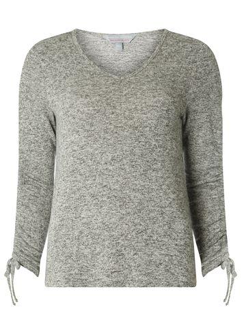 Dorothy Perkins Petite Grey Ruched Sleeve Top