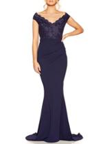 Dorothy Perkins *quiz Navy Lace Bardot Maxi Dress