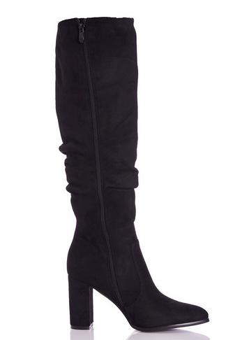 *quiz Black Ruched Heel Boots