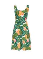Dorothy Perkins Neon Palm Print Fit And Flare Dress