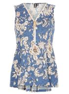 Dorothy Perkins *izabel London Blue Ditsy Print Top