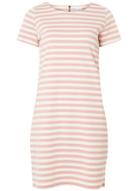 Dorothy Perkins *vila Pink And White Stripes Zip Shift Dress