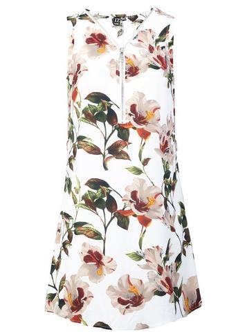 *izabel London Multi Colour Floral Print Zip Neck Shift Dress