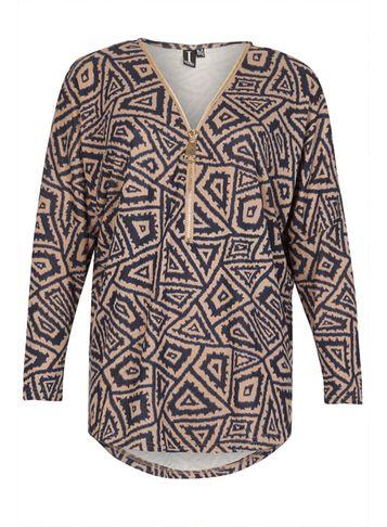 Dorothy Perkins *izabel London Navy Printed Zip Front Top