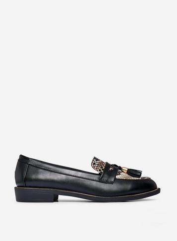 Dorothy Perkins Black 'landmark' Snake Print Loafers