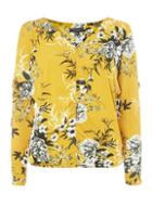 Dorothy Perkins Yellow Floral Ruched Top