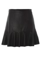 Dorothy Perkins Black Frill Hem Pu Skirt