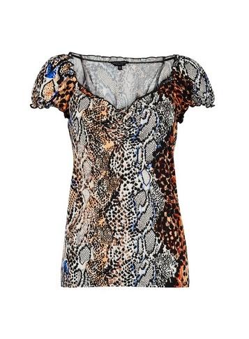Dorothy Perkins Multi Colour Snake Print Milkmaid Top