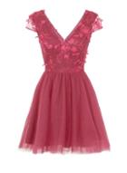 *chi Chi London Red Embroidered Floral Mini Dress