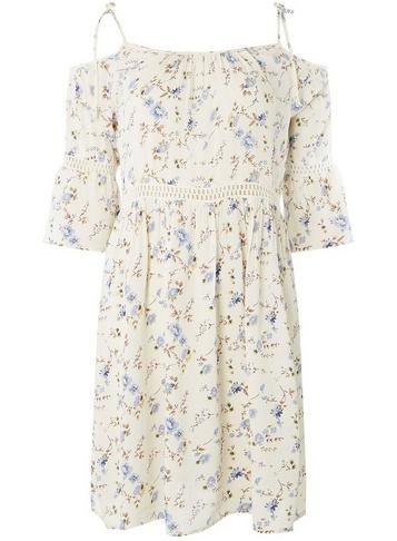 *only Cream Cold Shoulder Skater Dress