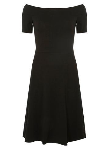 Dorothy Perkins *tall Black Bardot Fit And Flare Dress