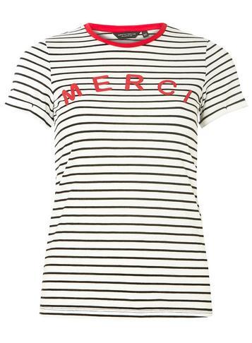 Dorothy Perkins Ivory Striped Merci Motif T-shirt