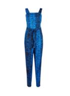 Dorothy Perkins Blue Snake Print Strappy Belted Jumpsuit