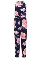 Dorothy Perkins *quiz Navy Flower Print Jumpsuit