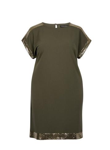 Dorothy Perkins *dp Curve Khaki Sequin Trim Dress