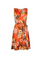 *billie & Blossom Petite Orange Tropical Print Pleated Skater Dress