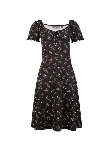 Dorothy Perkins *tall Black Ditsy Print Gypsy Skater Dress