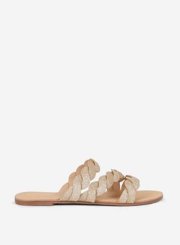 Dorothy Perkins Wide Fit Gold Flora Snake Print Sandals