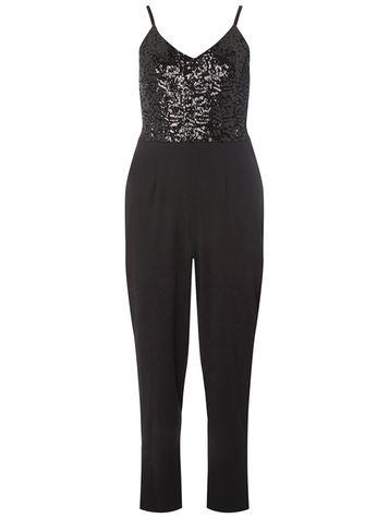 Dorothy Perkins *scarlet B Black Jessy Sequin Jumpsuit