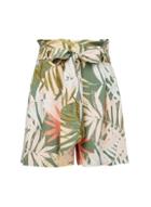 Dorothy Perkins Petite Multi Colour Palm Print Tie Waist Shorts