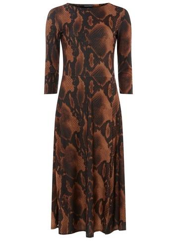 Dorothy Perkins *tall Brown Snake Print Midi Dress