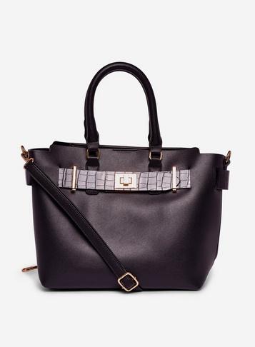 Dorothy Perkins Black Belted Tote Bag