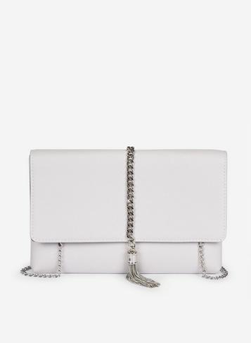 Dorothy Perkins Grey Chain Tassel Clutch Bag