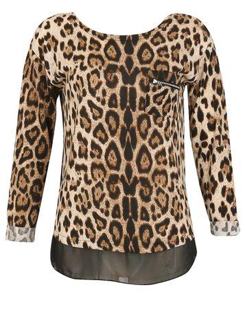 Dorothy Perkins *izabel London Brown Animal Print Top