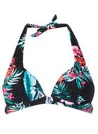 Dorothy Perkins *black Tropical Plunge Bikini Top