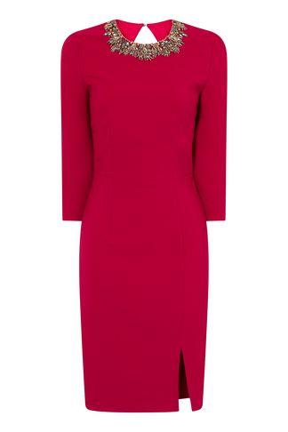 Dorothy Perkins *little Mistress Red Trim Neck Shift Dress