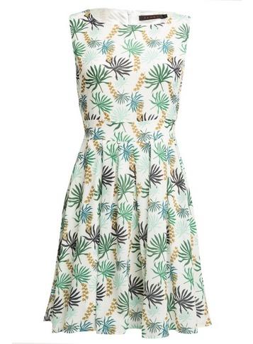 *tenki White Leaf Print Skater Dress
